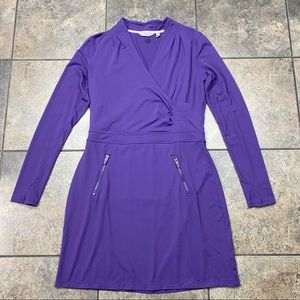 Womens Athleta Long Sleeve Suedy Lady Faux Wrap Vneck Dress Size Medium